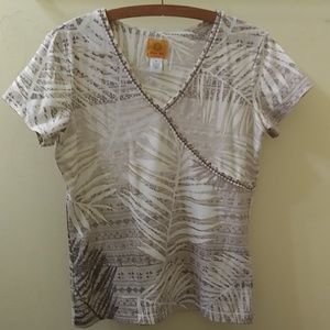 Ruby Road S Taupe & Gold Tee